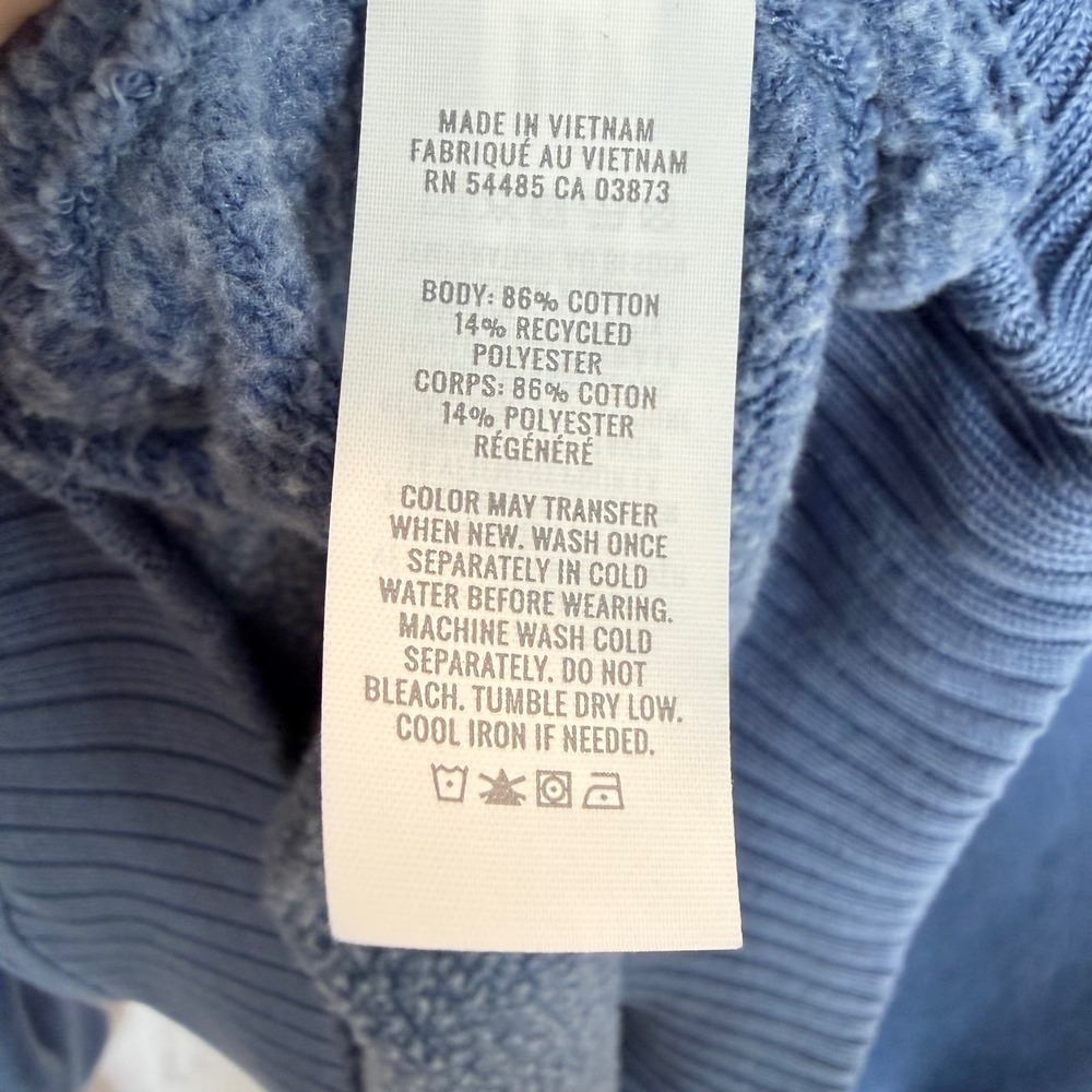 Aerie Getaway Quarter Snap Sweatshirt Oversized Washed Blue Fleece XL - Picture 7 of 7